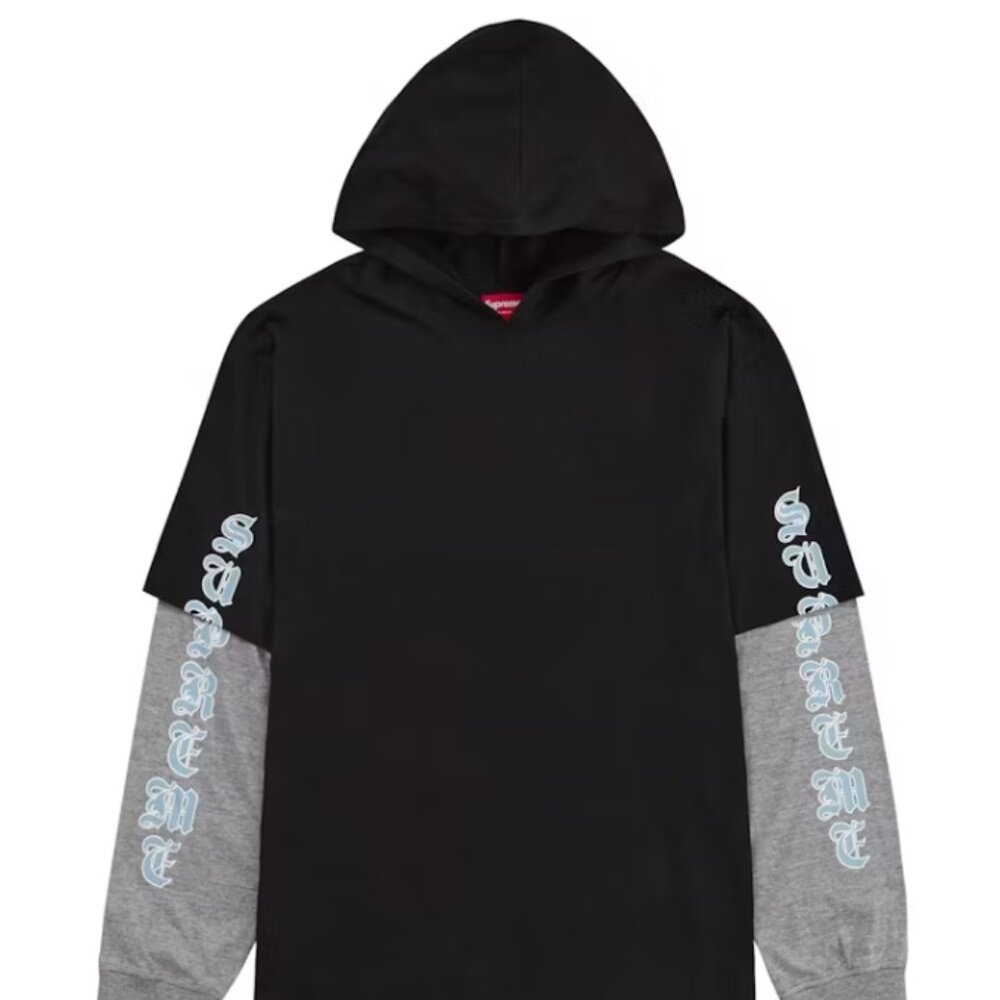 NWT Supreme Layered Hooded L/S Top - Black - Medium